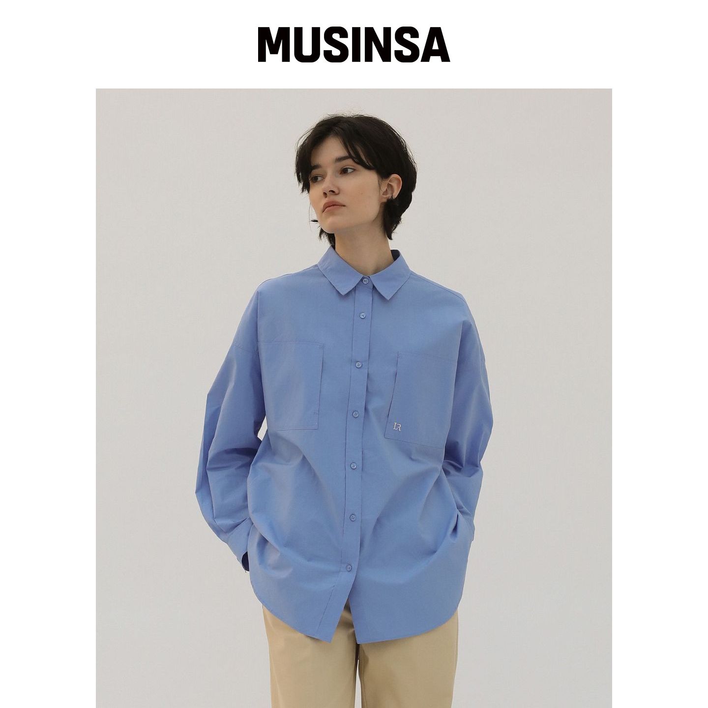 LEVAR 轻薄蓝色宽松口袋衬衫 MUSINSA韩国官网直邮进口