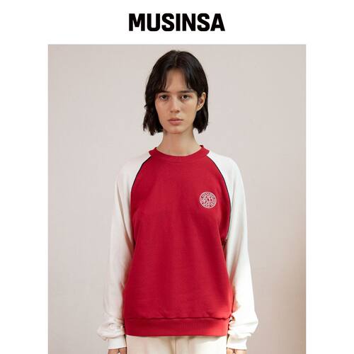 MENASOO CIRCLE LETTERING REGLAN 卫衣_红色韩国官网直邮进口