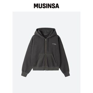 MOONSUN M.C UNISEX Logo染色连帽拉链外套 / CH韩国官网直邮进口