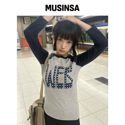TYPESERVICE Web 烫钻落肩上衣 [藏青色] MUSINS韩国官网直邮进口