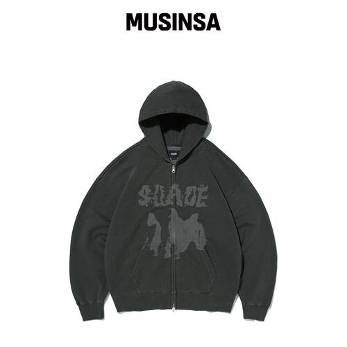 SUADE ALBINO 连帽拉链卫衣 [PIGMENT BLACK] MU韩国官网直邮进口