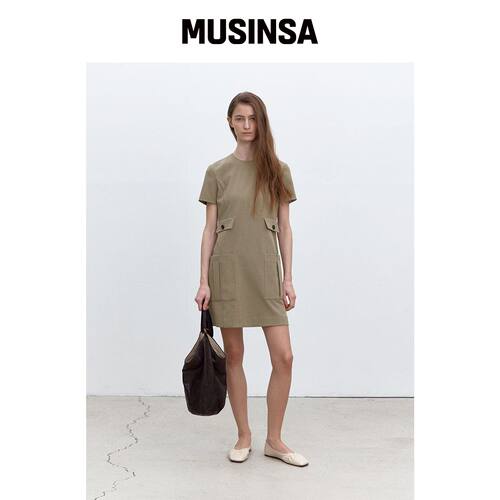 PUBLICKA X INES DRESS 卡其色韩国官网直邮进口MUSINSA