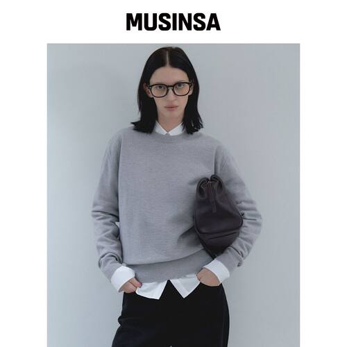 108POUND 日常圆领毛衣_灰色 MUSINSA韩国官网直邮进口