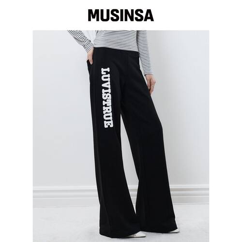 LUVISTRUE RL PATCH BOOTCUT PANTS(黑色) MUSIN韩国官网直邮进口