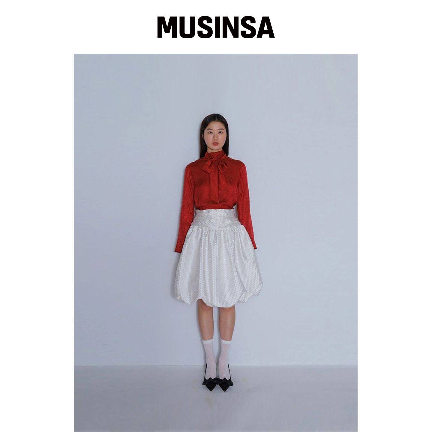 BOMNAL BOUTIQUE 豹纹领带衬衫 _ 布艺 MUSINSA韩国直邮官方正品