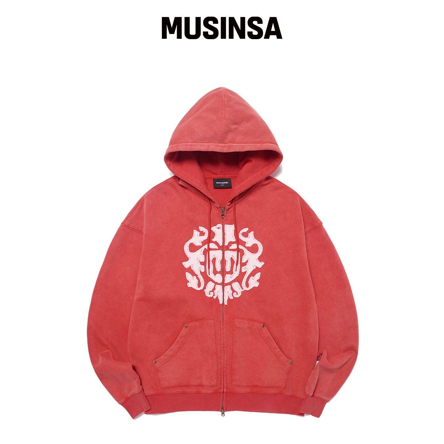 WKNDRS APPLIQUE 拉链连帽卫衣 (红色) MUSINSA韩国官网直邮进口