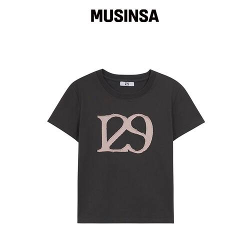 ILLIGO 129 logo patch T恤茶灰色 MUSINSA韩国官网直邮进口