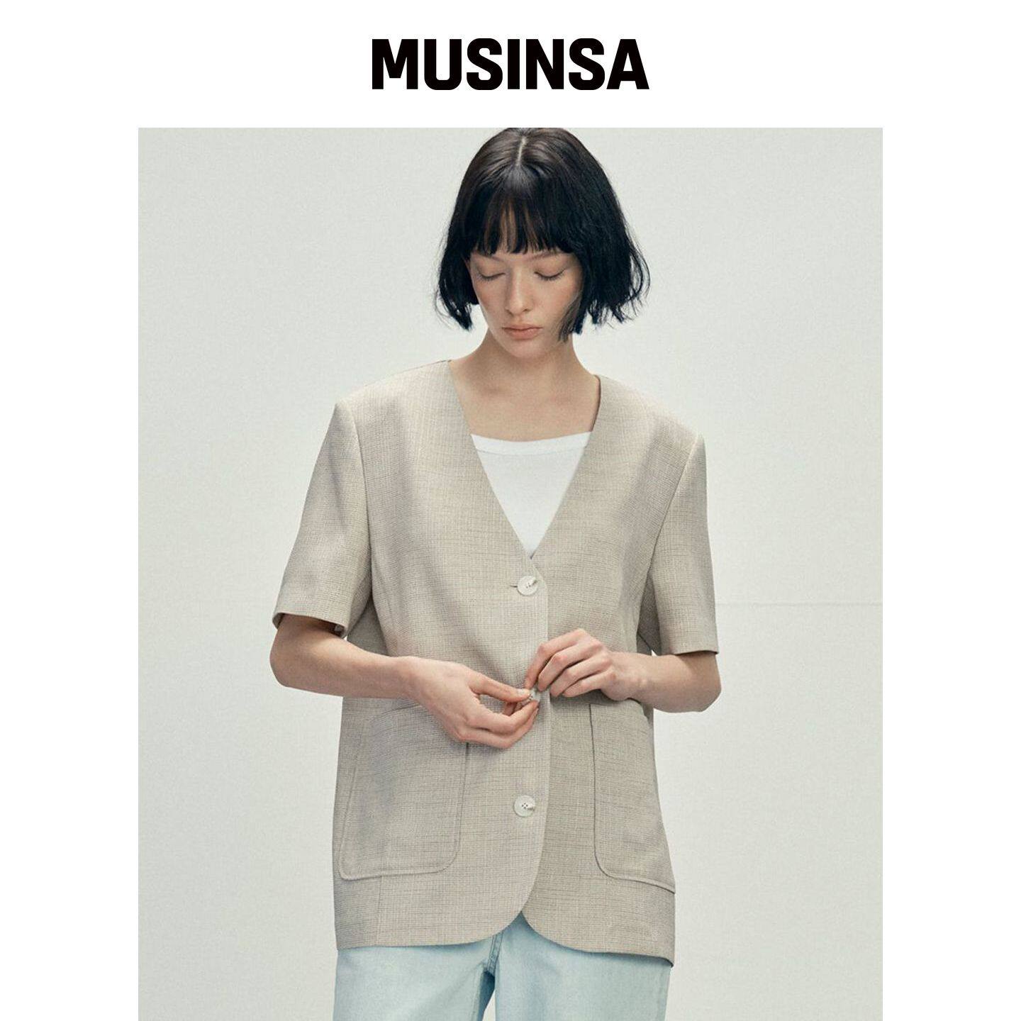 MALOUPE 6610 无领短袖夹克（婴儿色） MUSINSA韩国直邮官方正品