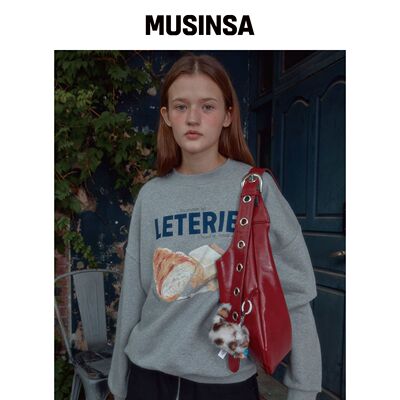 LETERIE BUTTER CROISSANT SWEATSHIRT_GREY MUS韩国官网直邮进口
