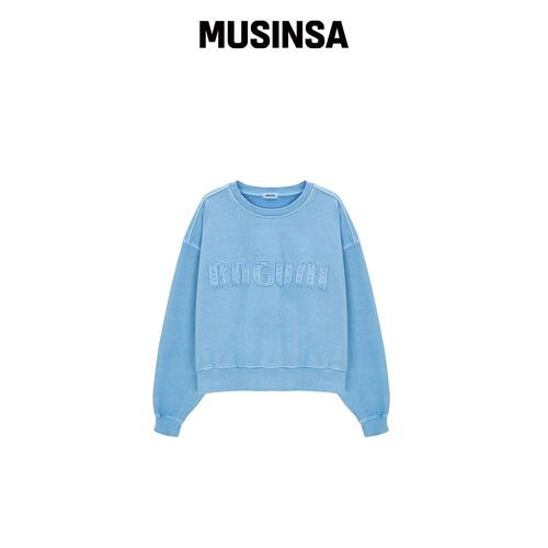 SALAD BAGUNI 重色素字母卫衣 - 浅蓝色 MUSINSA韩国直邮官方正品