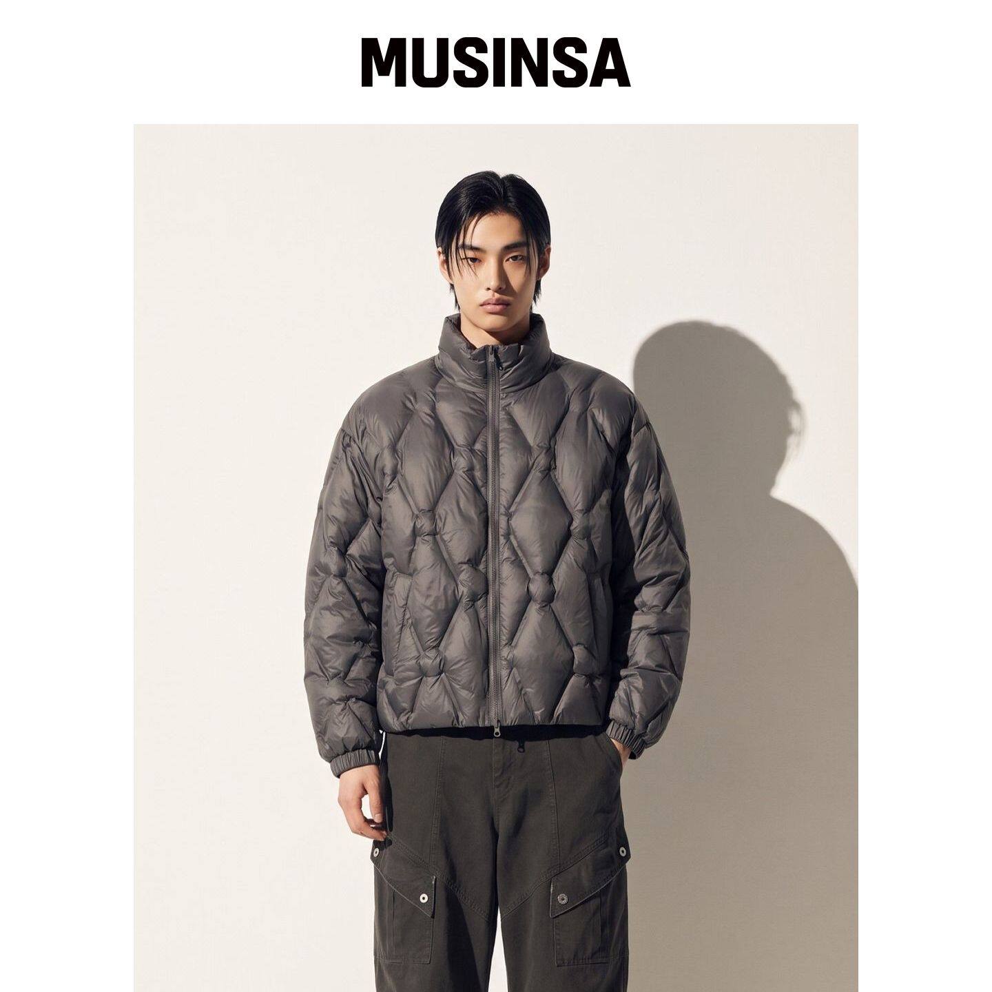 APOSTROPHE COMMA 多重菱格绗缝轻薄短款羽绒服_韩国官网直邮进口