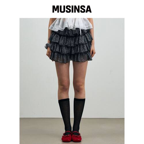 ARI LEOPARD CANCAN MINI SKIRT PANTS / 灰色韩国官网直邮进口