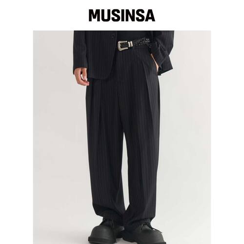 SMITHARMOR LINE半宽松版型松紧slacks_黑色 MUS韩国官网直邮进口