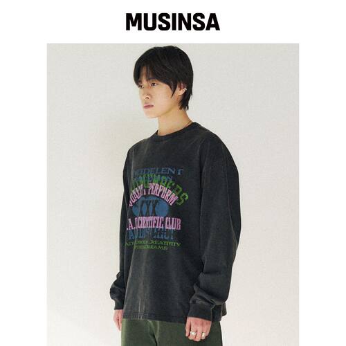 SLOW ACID SAC 复古图案长袖衫 [黑色] MUSINSA韩国官网直邮进口