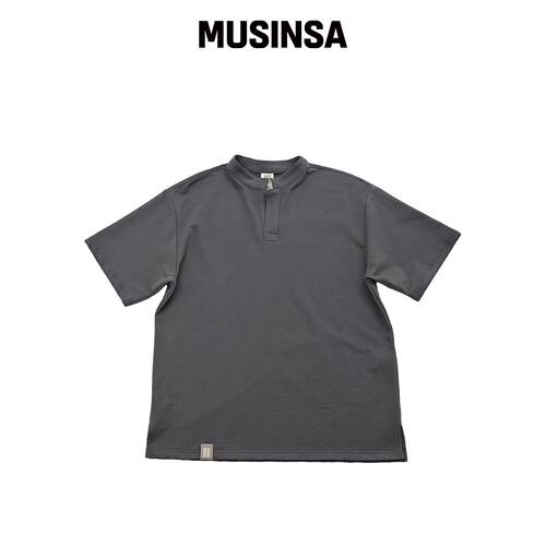 A NOTHING S-C OPEN HENLEY-NECK 1/2 TEE (炭灰韩国官网直邮进口