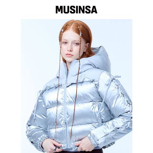 LUVISTRUE AM RIBBON FRILL PUFFER 外套（银色韩国官网直邮进口