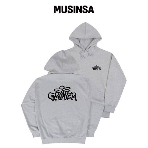 GRAVER [UNISEX]波浪logo花卉连帽卫衣_灰色 MUS韩国官网直邮进口