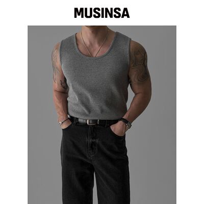 BOWLOW PRODUCT 灰色细格纹无袖上衣 MUSINSA韩国直邮官方正品