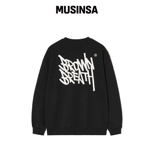 BROWNBREATH TAG OG 圆领卫衣 - 黑色 MUSINSA韩国官网直邮进口