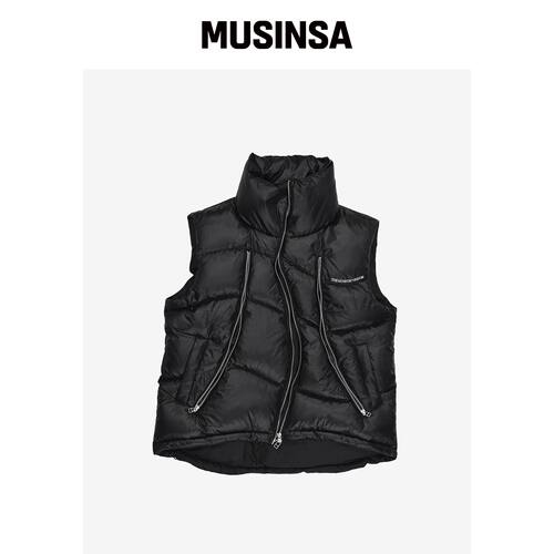 THEMUSEUMVISITOR CURVED ZIPPER 光泽黑色羽绒 韩国官网直邮进口