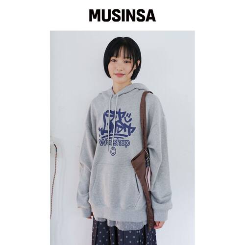 ISTKUNST IK TAG LOGO 连帽卫衣_灰色(IK2EFMM41韩国官网直邮进口