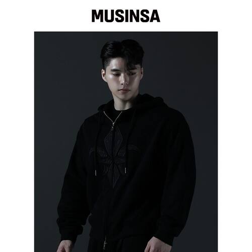 CARMID INDIGO PLEA 连帽拉链衫 [VLACK] MUSINS韩国官网直邮进口