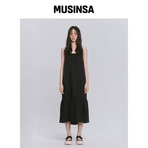 MONOPHOBIA RELAXED COTTON MAXI DRESS 黑色韩国官网直邮进口