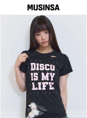 LUVISTRUE SY DISCO DAMAGE TEE（黑色）韩国官网直邮进口