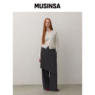 320SHOWROOM 层次裙宽松西装裤炭灰色 MUSINSA韩国直邮官方正品