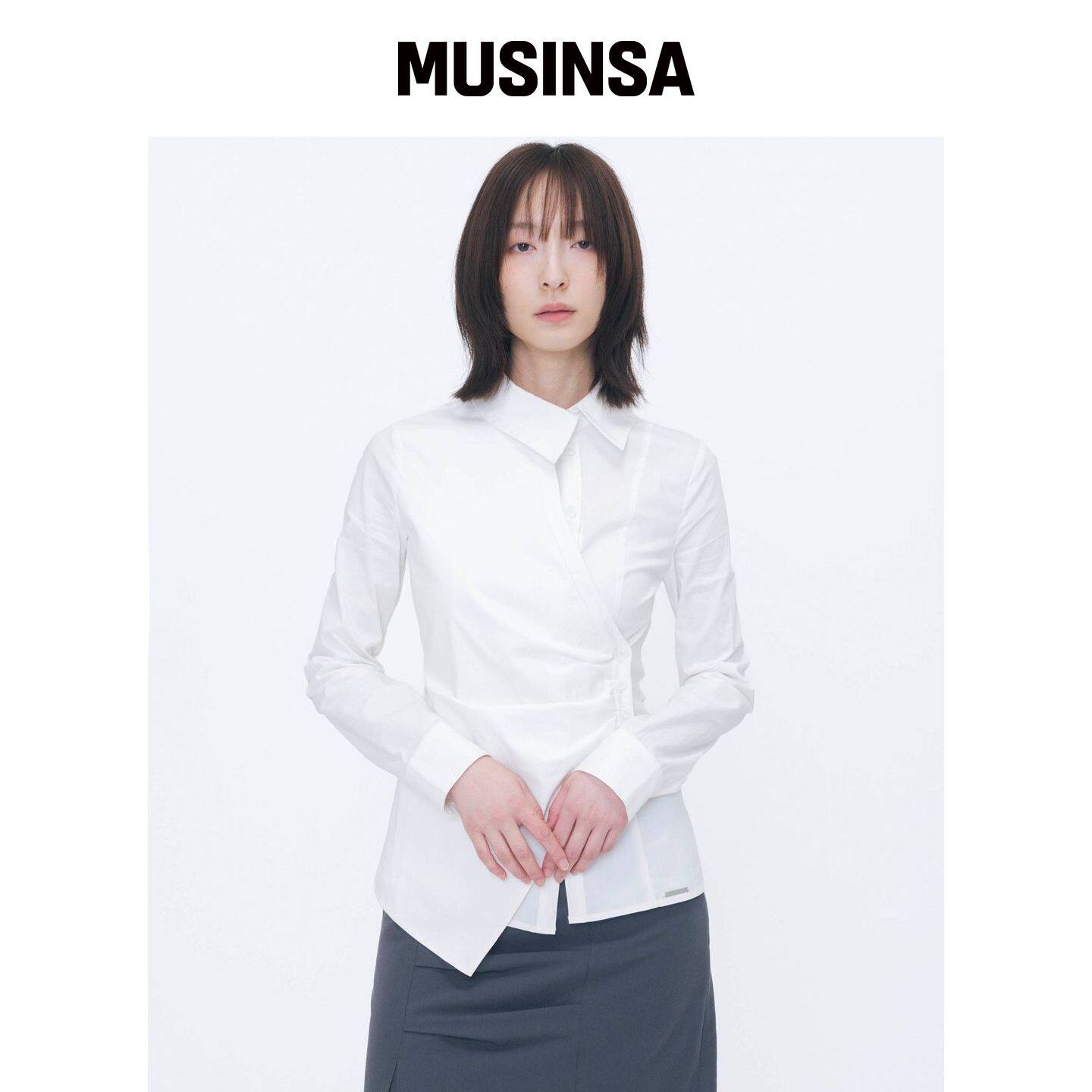 MISEKI SEOUL 包裹褶皱纽扣衬衫 白色 MUSINSA韩国官网直邮进口