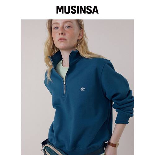 FRITUR LOGO半拉链蓝色_F261TS10 MUSINSA韩国官网直邮进口