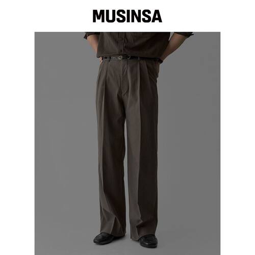 BOWLOW PRODUCT 天丝双褶西装裤 [棕色] MUSINSA韩国官网直邮进口