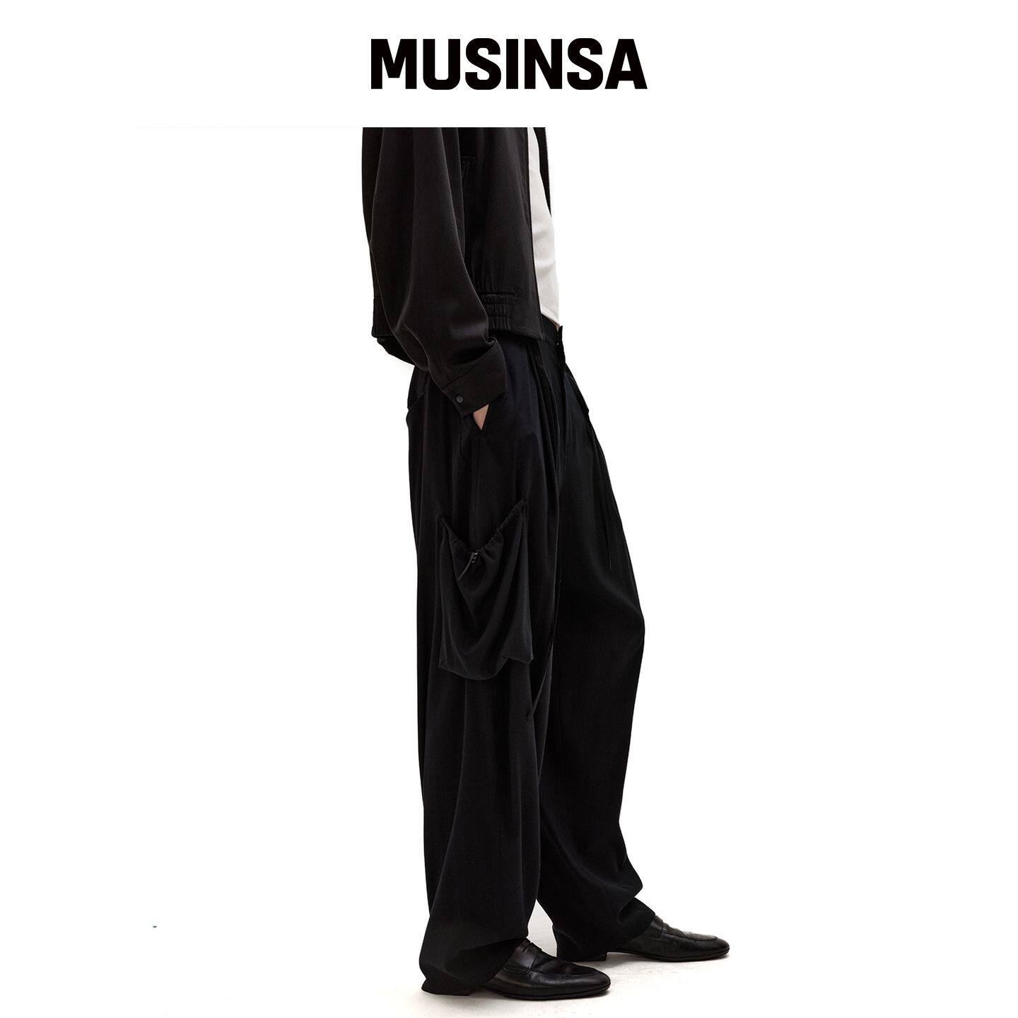 LMOOD 哈伦天丝宽松裤子黑色 MUSINSA韩国官网直邮进口