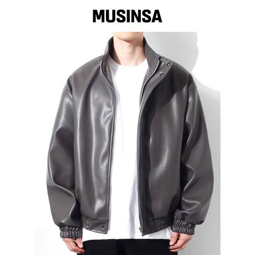 QT8 GARMENTS LB 合成皮革隐形夹克（炭灰色） M韩国官网直邮进口