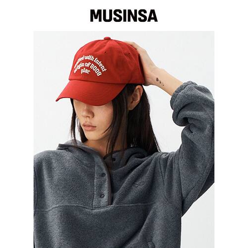 PLAC WOMEN 普拉克水洗字母棒球帽红色 MUSINSA韩国官网直邮进口