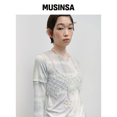 TYPESERVICE 闪光针织无袖上衣 [灰色] MUSINSA韩国官网直邮进口