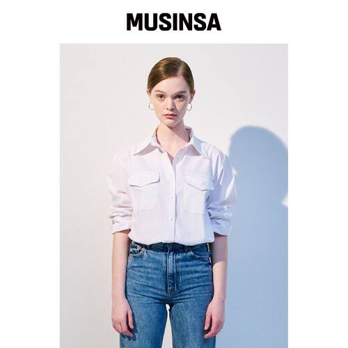 TOSE 贴纸点缀宽松版型衬衫 WHITE MUSINSA韩国官网直邮进口