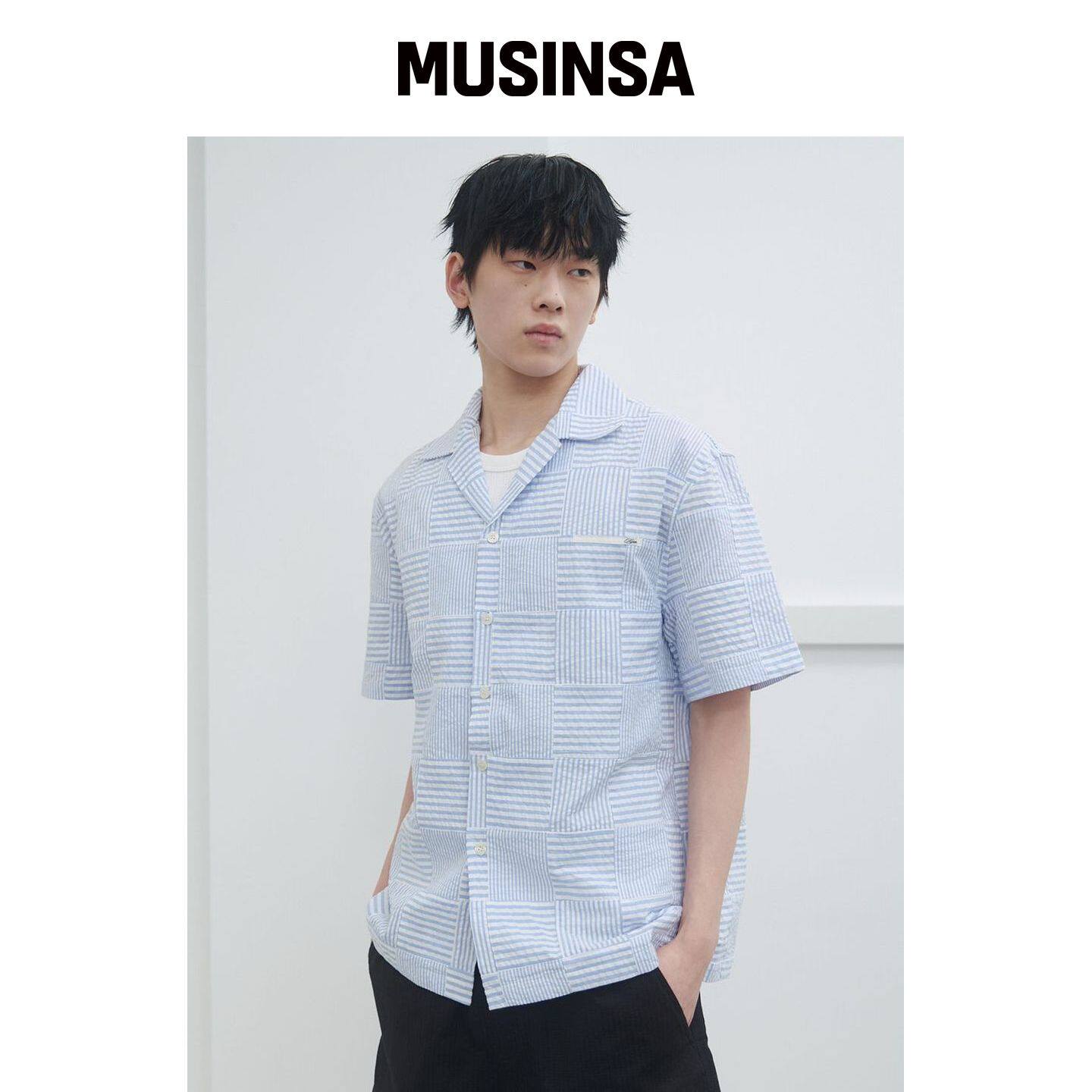 KIJUN MEN 拼接哈瓦那衬衫 天空蓝 MUSINSA韩国官网直邮进口