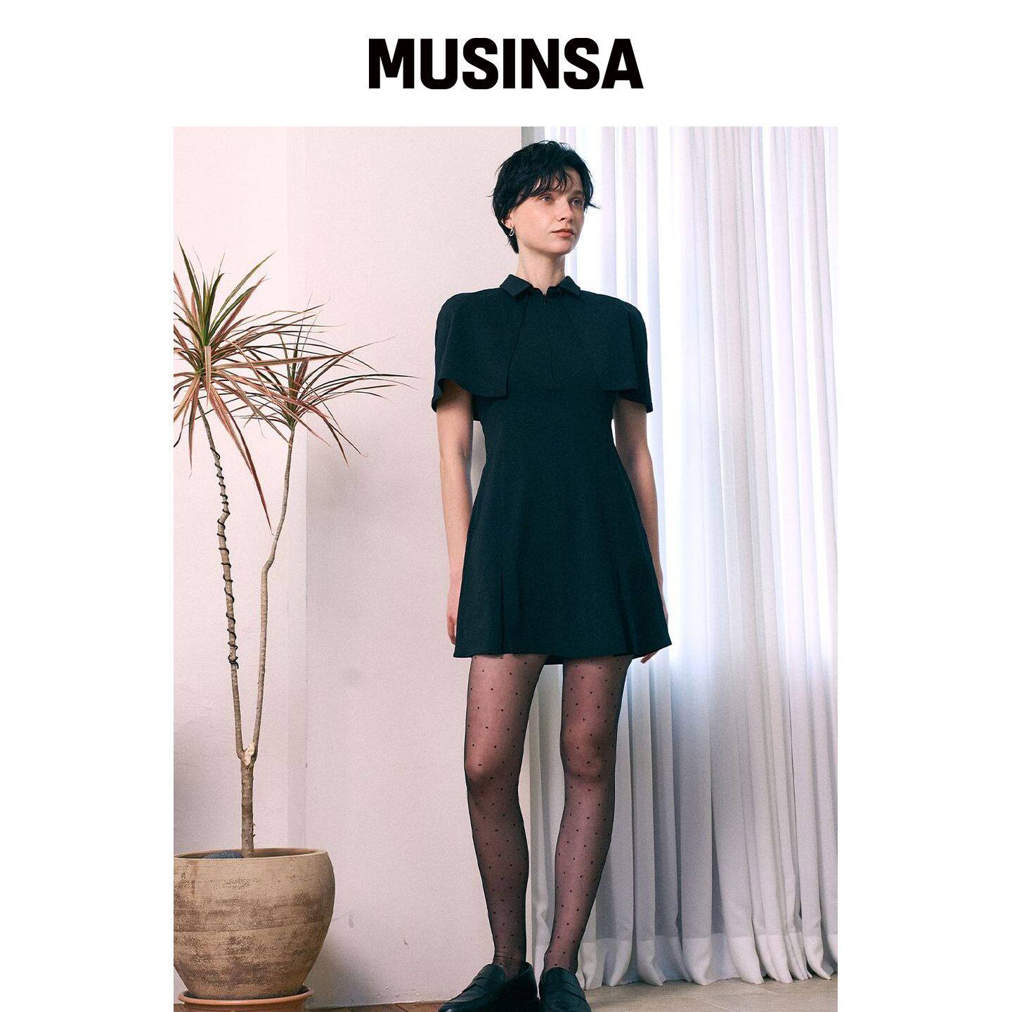 BERMUDAGRASS 可拆卸披肩无袖连衣裙-黑色 MUSIN韩国官网直邮进口