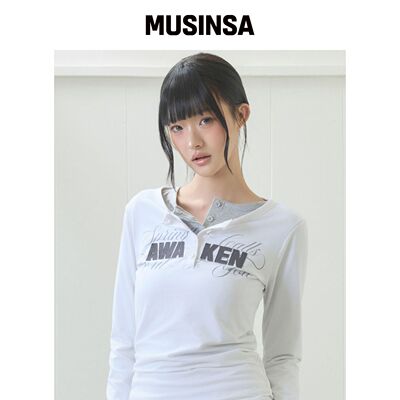 LUVISTRUE EL HENLEY NECK 袖口 T恤（白色）韩国官网直邮进口