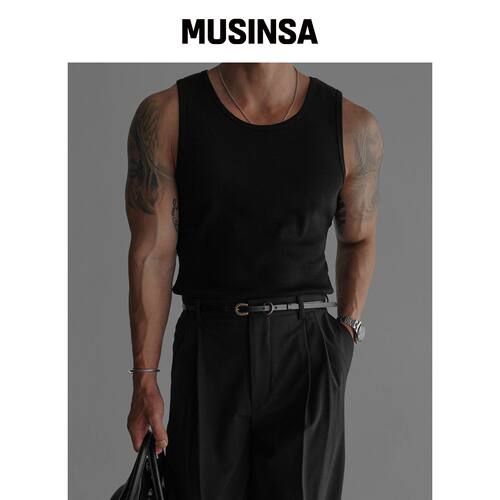 BOWLOW PRODUCT 细条纹无袖上衣 [黑色] MUSINSA韩国直邮官方正品