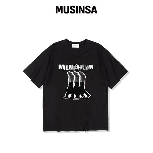 MIDNIGHT12AM WORKMAN 短袖T恤 黑色 MUSINSA韩国官网直邮进口