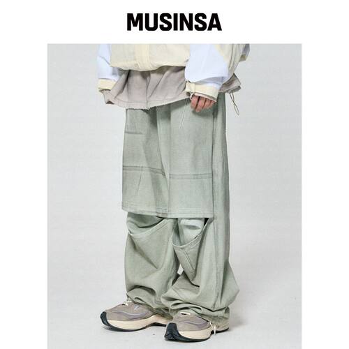 SCHISM INDUCING BIG BIKER PANTS, 脏象牙色 MU韩国官网直邮进口