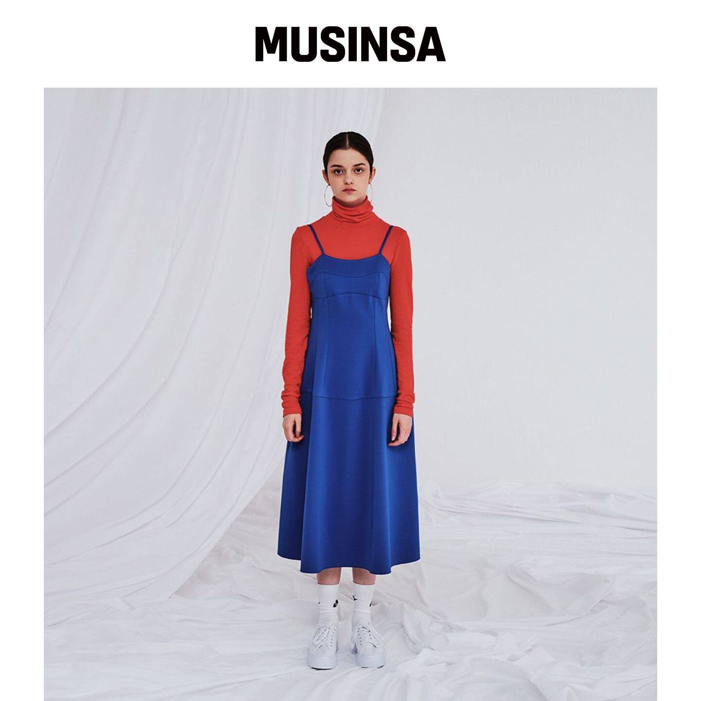 MAKE A TOAST STRAP BUSTIER DRESS 蓝色 MUSINS韩国官网直邮进口