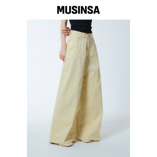 UNKNOWN PLANET 宽松喇叭棉裤 奶油米色 MUSINSA韩国直邮官方正品