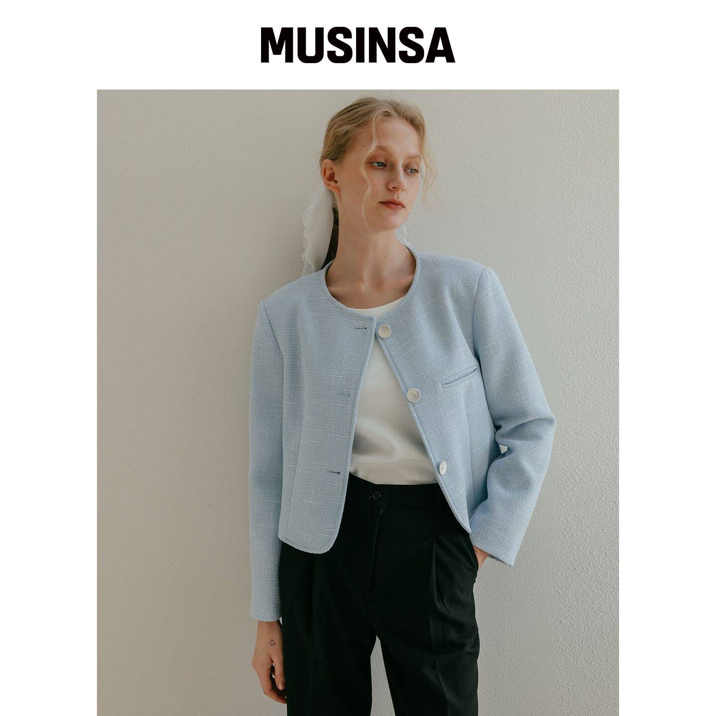 LAMINEZ 哈伊希按钮呢子外套 - 天空蓝 MUSINSA韩国直邮官方正品