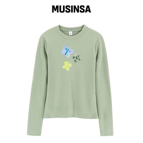 WHIMSY MIND 蝴蝶水彩长款T恤_薄荷 MUSINSA韩国官网直邮进口
