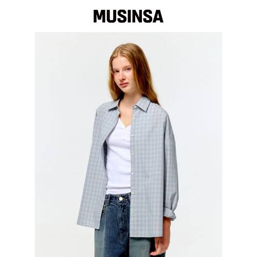 DEPOUND 格纹超大球拍衬衫 [打火机蓝] MUSINSA韩国直邮官方正品