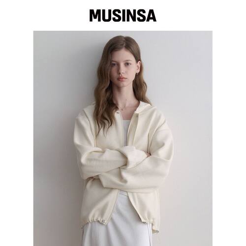 LENAV even hood knit Jacket (ivory)韩国官网直邮进口MUSINSA