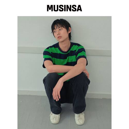 WEDNESDAY OASIS 绿瓜条纹短袖T恤_GREEN(WB6TP2韩国官网直邮进口